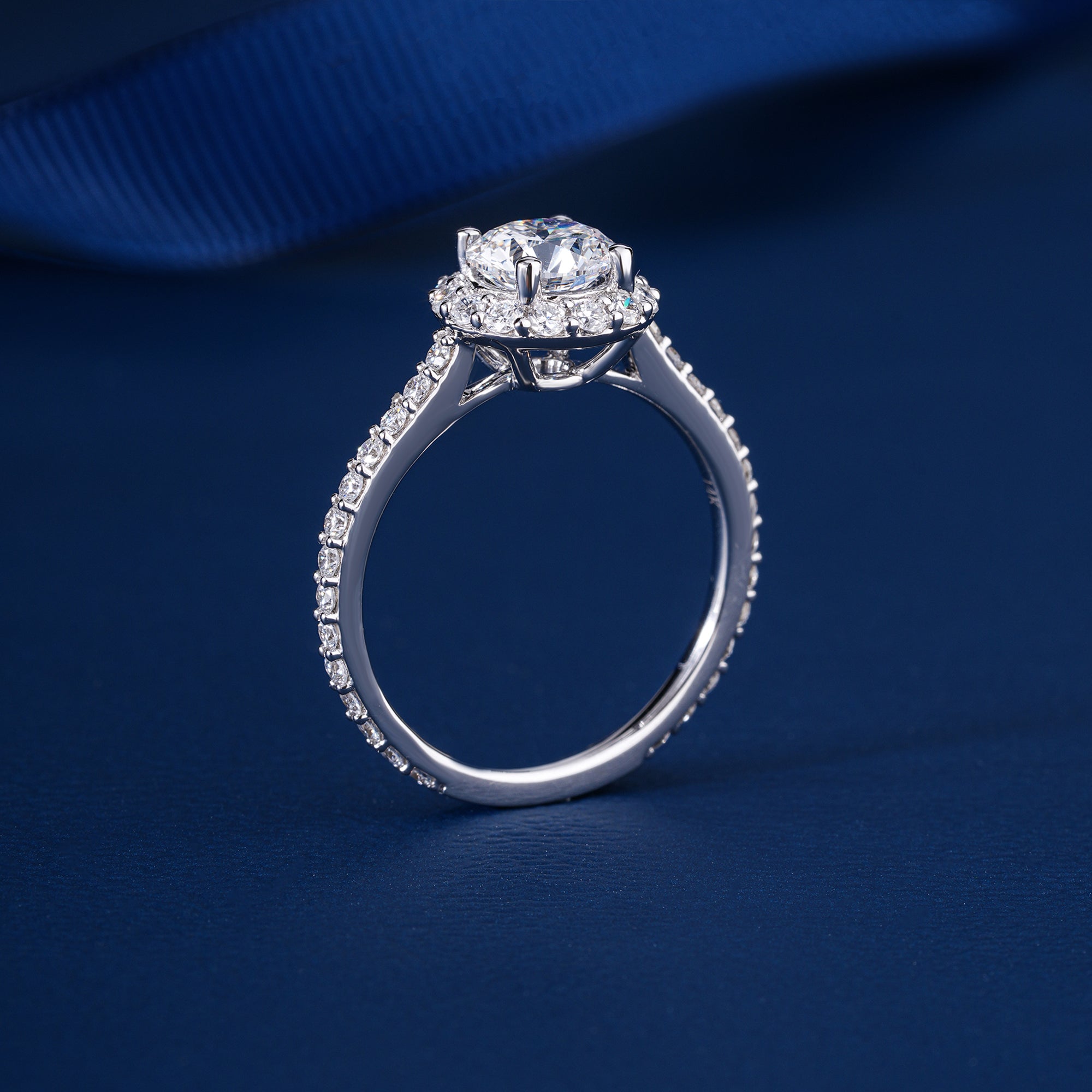 1.0 CT Round Cut  Diamond , Halo & Pave Engagement Ring