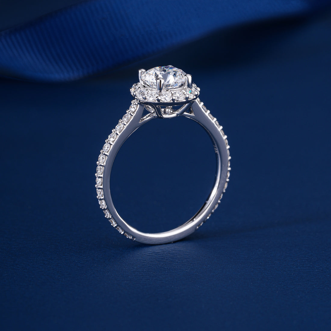 1.0 CT Round Cut  Diamond , Halo & Pave Engagement Ring