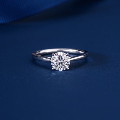 1.00 Ct Round Cut Lab Grown Diamond Solitaire 4 prong set Engagement Ring