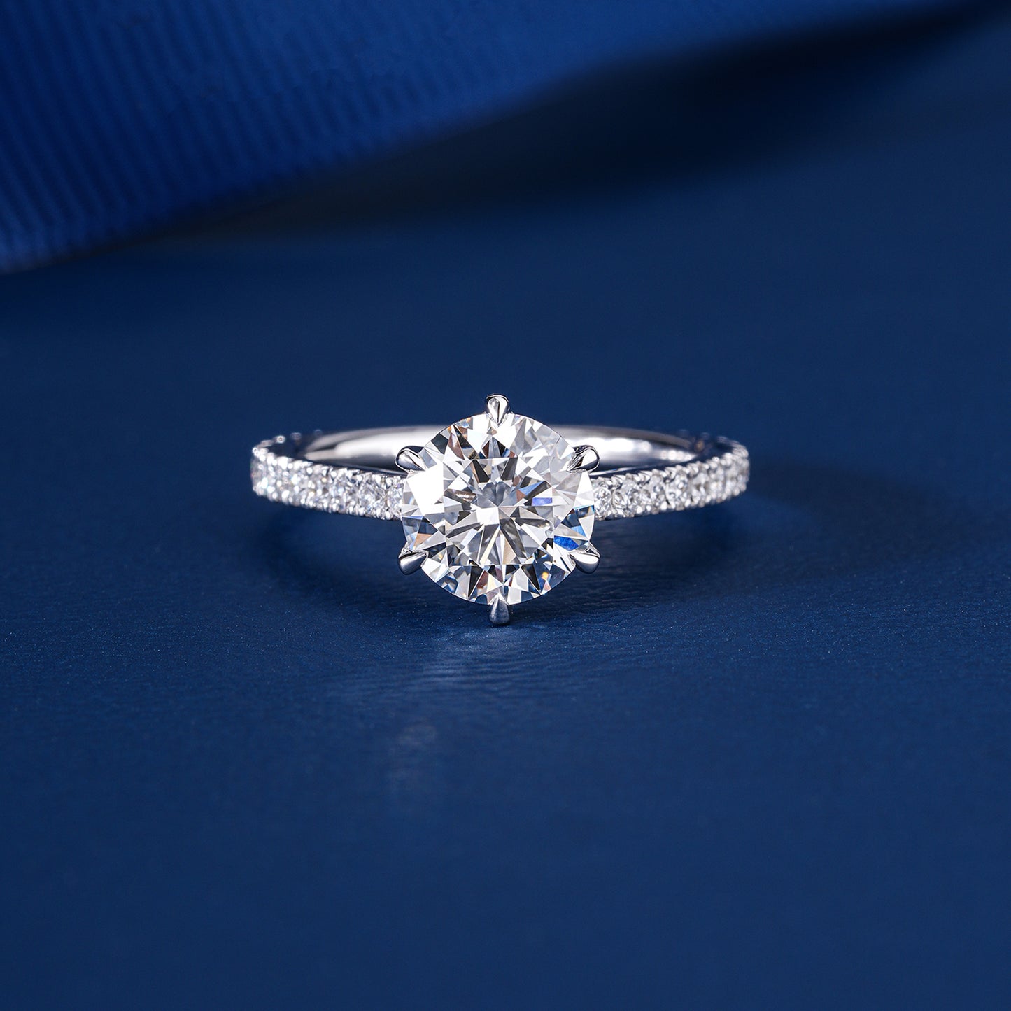 2.00 Ct Round Lab Grown Diamond , Pave Band Engagement Ring