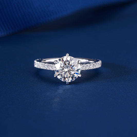 2.00 Ct Round Lab Grown Diamond , Pave Band Engagement Ring