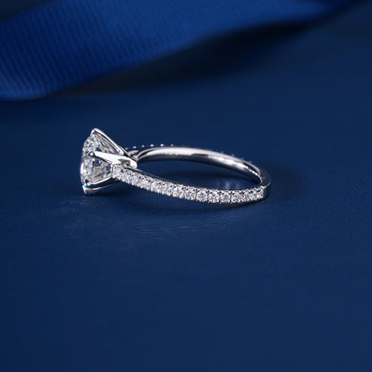 2.00 Ct Round Lab Grown Diamond , Pave Band Engagement Ring