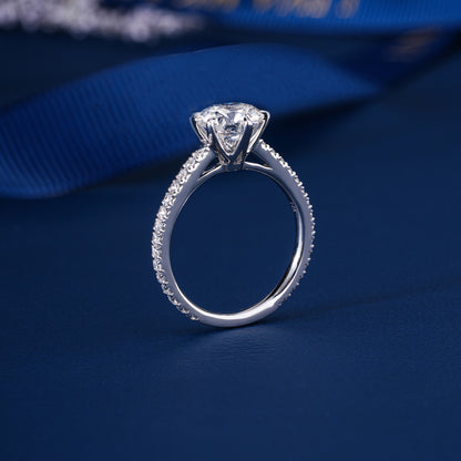 2.00 Ct Round Lab Grown Diamond , Pave Band Engagement Ring