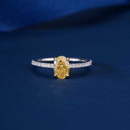 1.00 Ct Oval Yellow Lab Grown Diamond Pave Engagement Ring