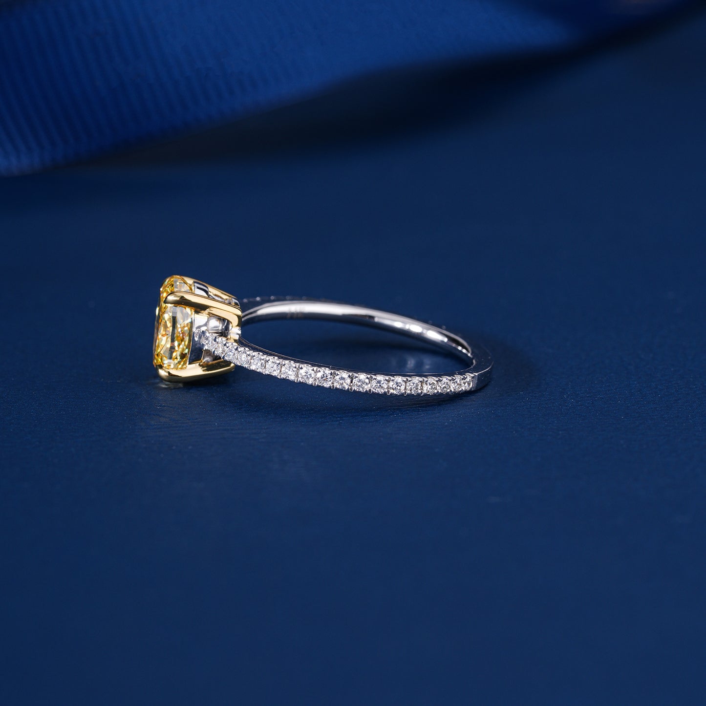 1.00 Ct Oval Yellow Lab Grown Diamond Pave Engagement Ring
