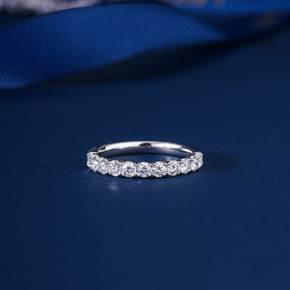 0.7 TCW Round Cut Lab Grown Diamond Half Eternity Wedding Ring