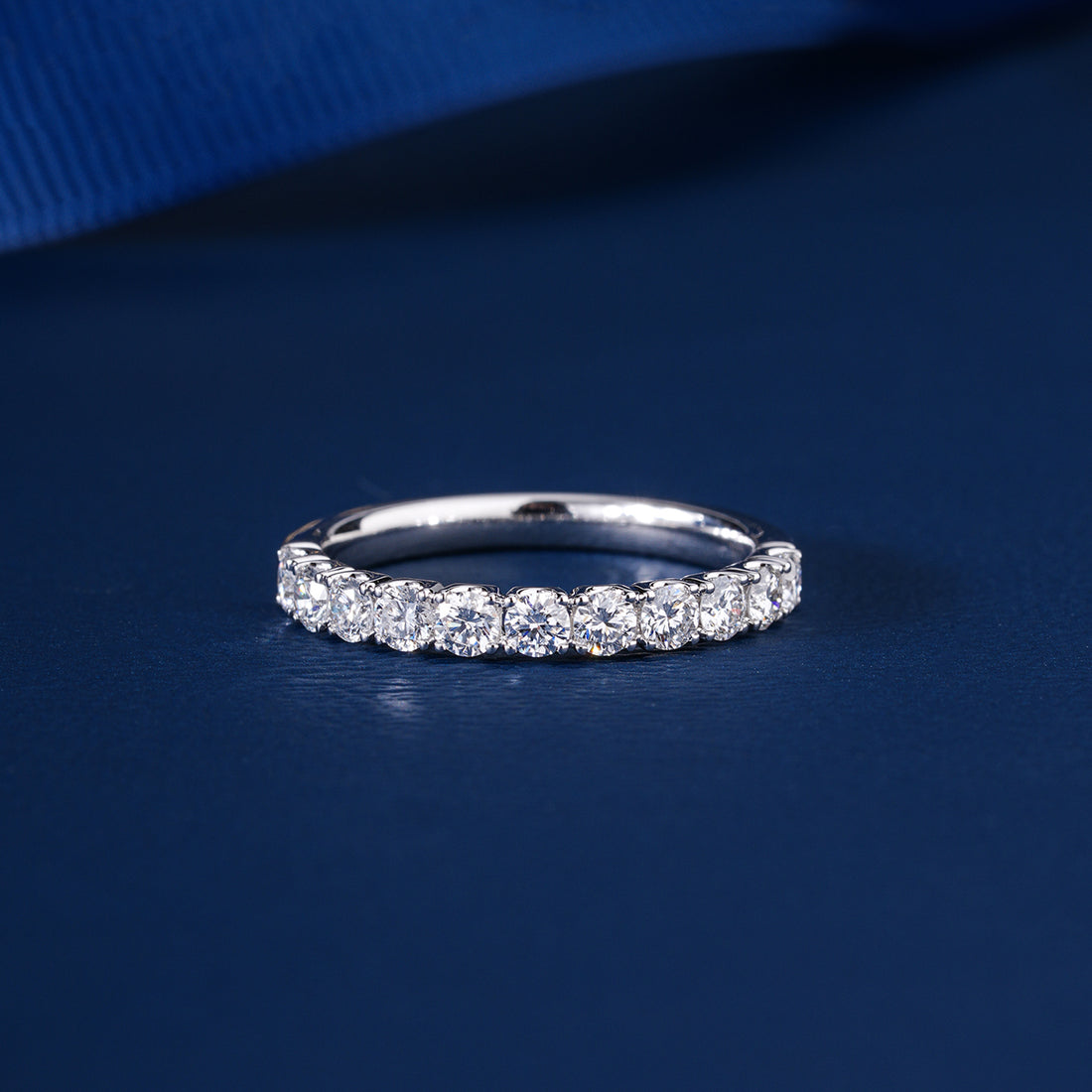 0.50 TCW Round Cut Lab Grown Diamond  Prong Set CVD Wedding band