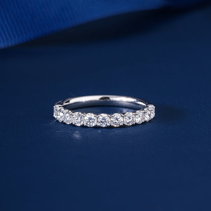 0.50 TCW Round Cut Lab Grown Diamond  Prong Set CVD Wedding band