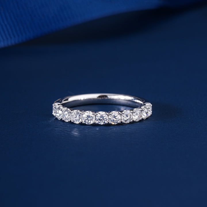 0.50 TCW Round Cut Lab Grown Diamond  Prong Set CVD Wedding band