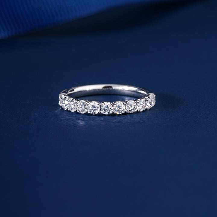 0.65 TCW Round Cut Lab Grown Diamond Half Eternity Minimalist Wedding Ring