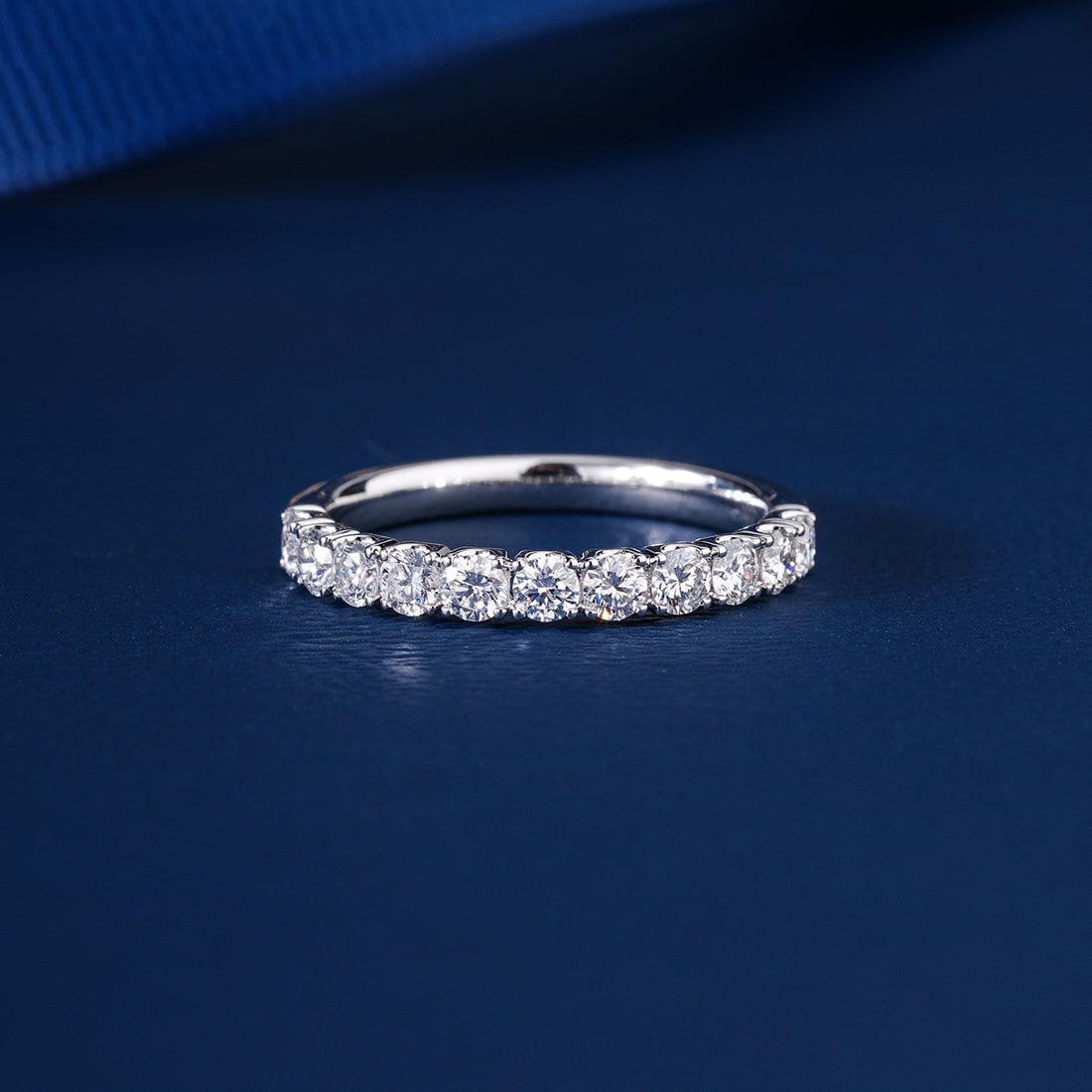 0.75 TCW Brilliant Round Cut Lab Grown Sparkly Stackable Wedding Band