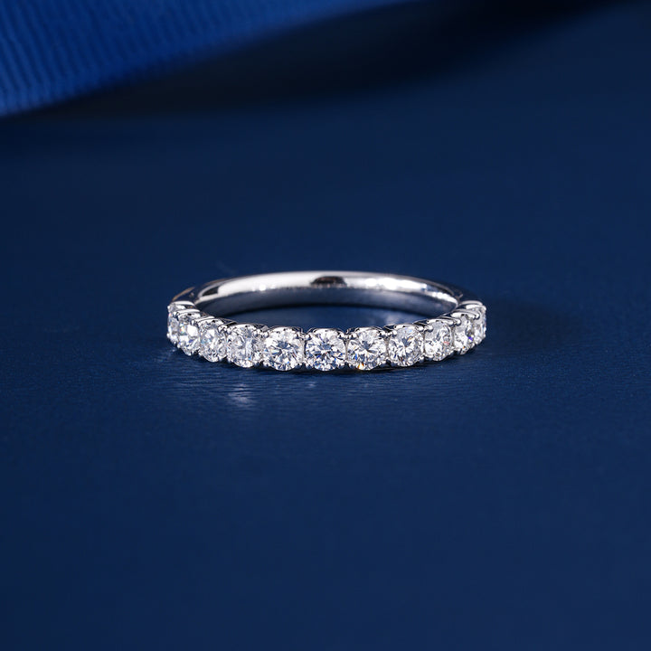 0.75 TCW Brilliant Round Cut Lab Grown Sparkly Stackable Wedding Band