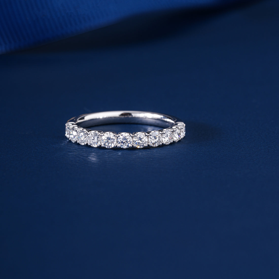 0.50 TCW Round Cut Lab Grown Diamond Half Eternity Sparkling Stackable Wedding Band