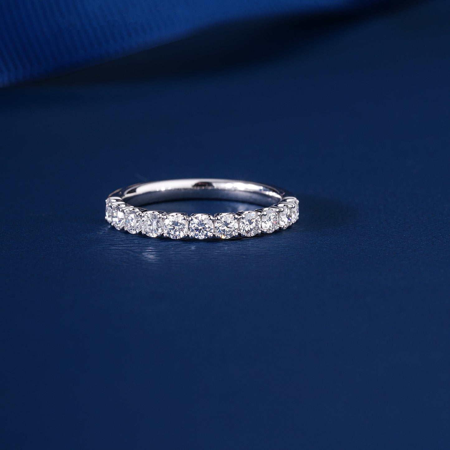 0.50 TCW Round Cut Lab Grown Diamond Half Eternity Sparkling Stackable Wedding Band