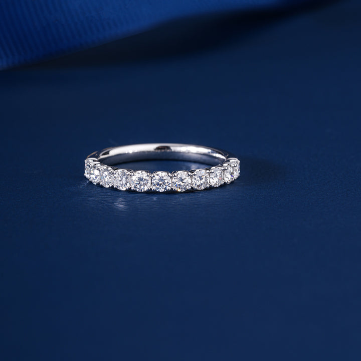 0.50 TCW Round Cut Lab Grown Diamond Half Eternity Sparkling Stackable Wedding Band