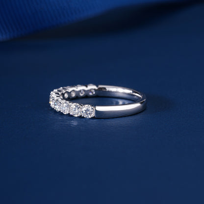 0.7 TCW Round Cut Diamond Wedding Band  | Stackable Half Eternity band