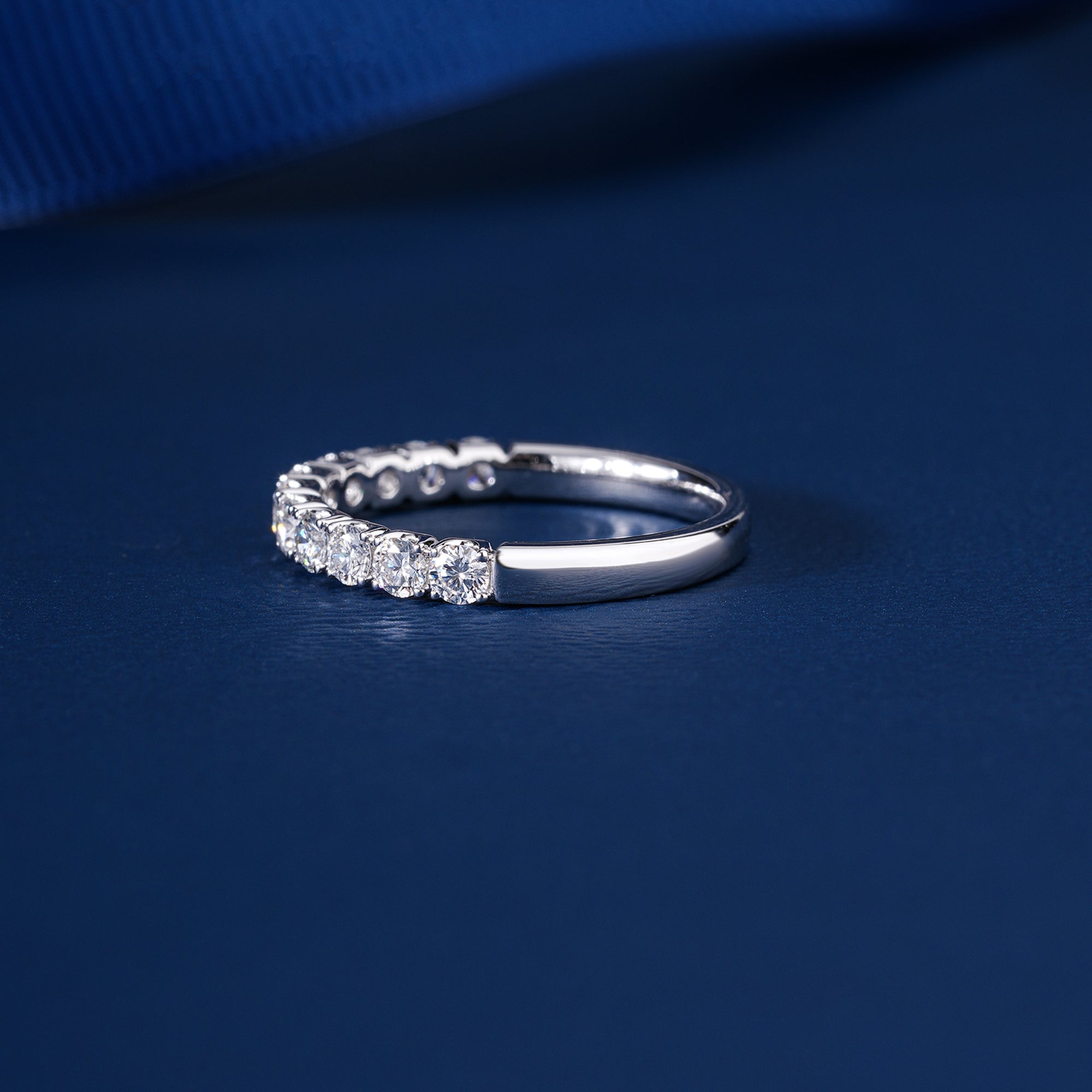 0.65 TCW Round Cut Lab Grown Diamond Half Eternity Minimalist Wedding Ring