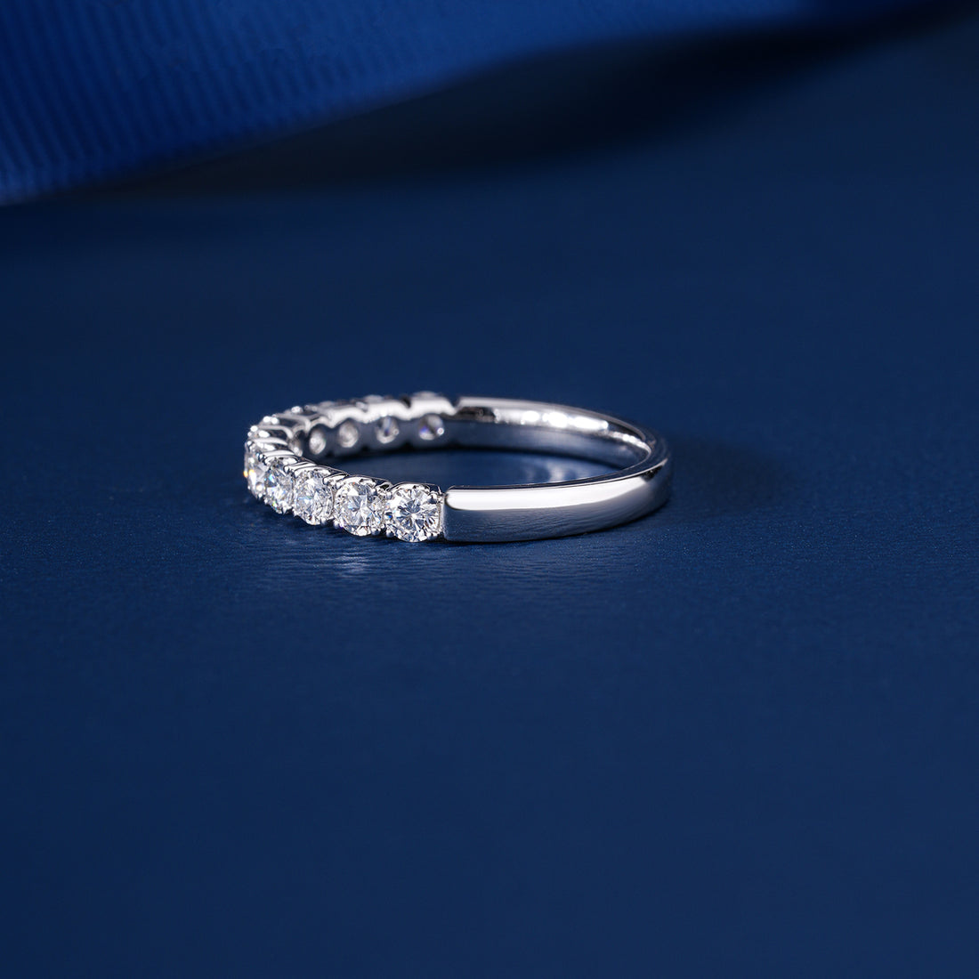 0.65 TCW Round Cut Lab Grown Diamond Half Eternity Minimalist Wedding Ring