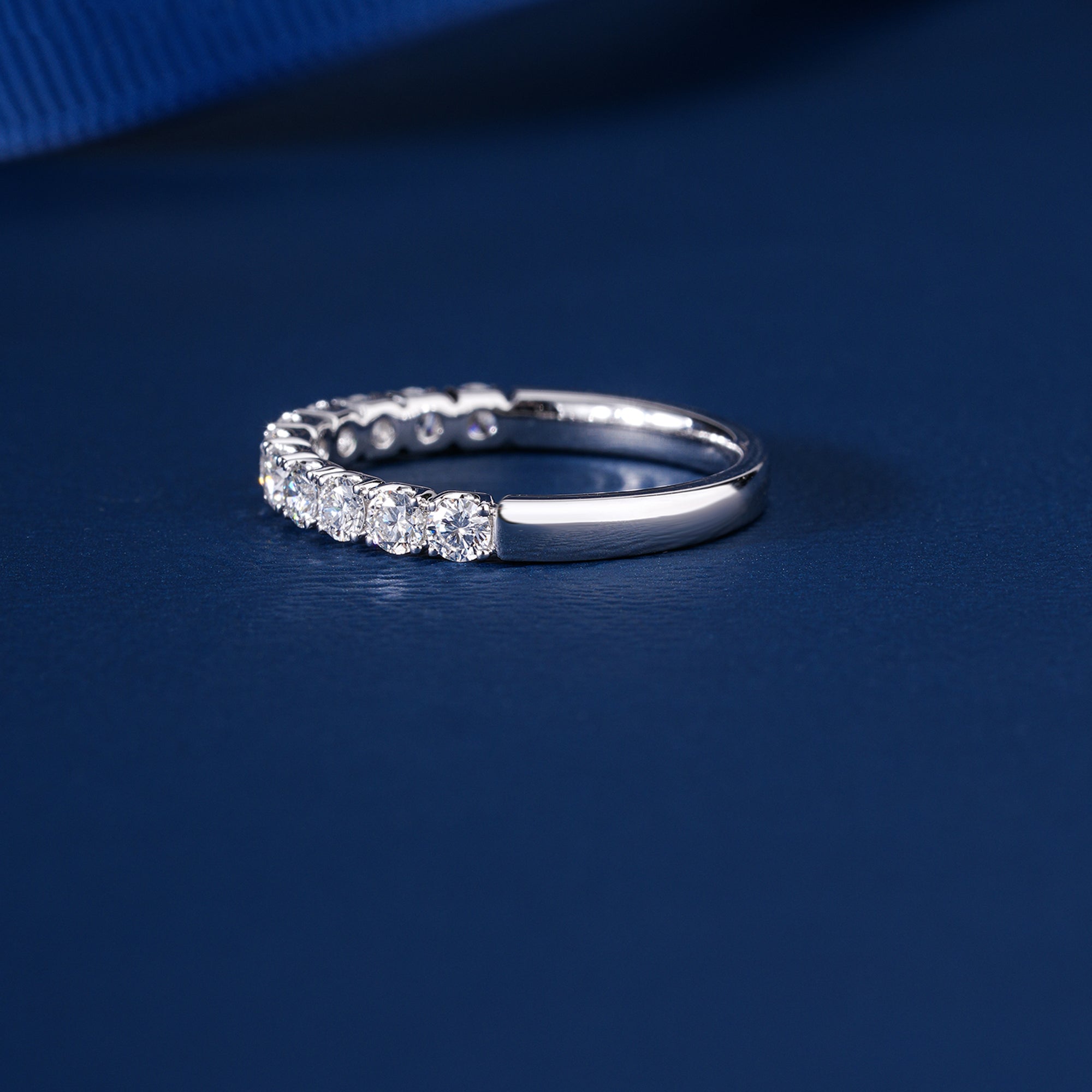 0.75 TCW Brilliant Round Cut Lab Grown Sparkly Stackable Wedding Band