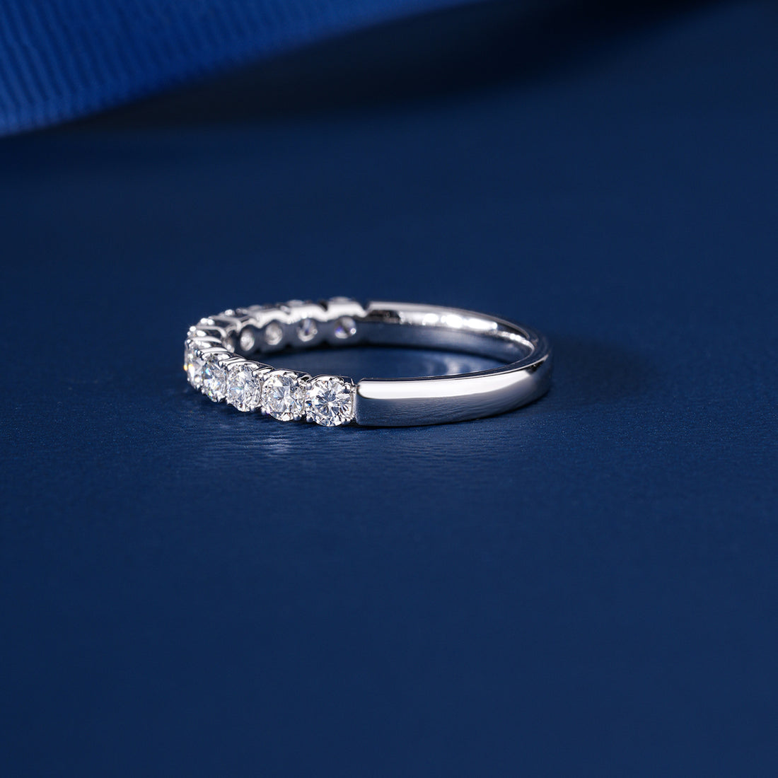 0.50 TCW Round Cut Lab Grown Diamond  Prong Set CVD Wedding band