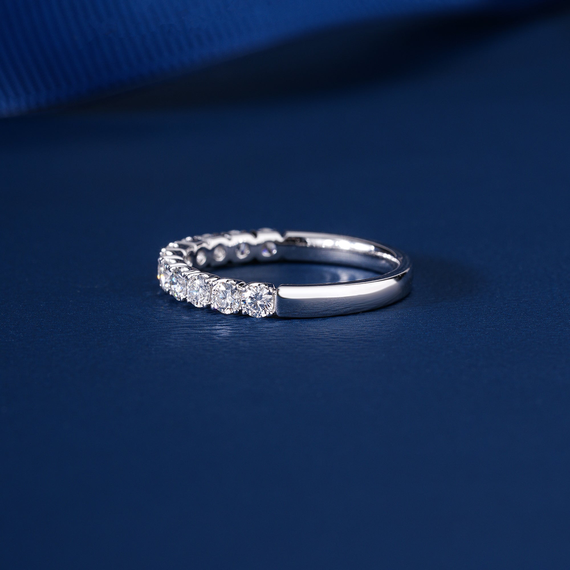 0.50 TCW Round Cut Lab Grown Diamond Half Eternity Sparkling Stackable Wedding Band