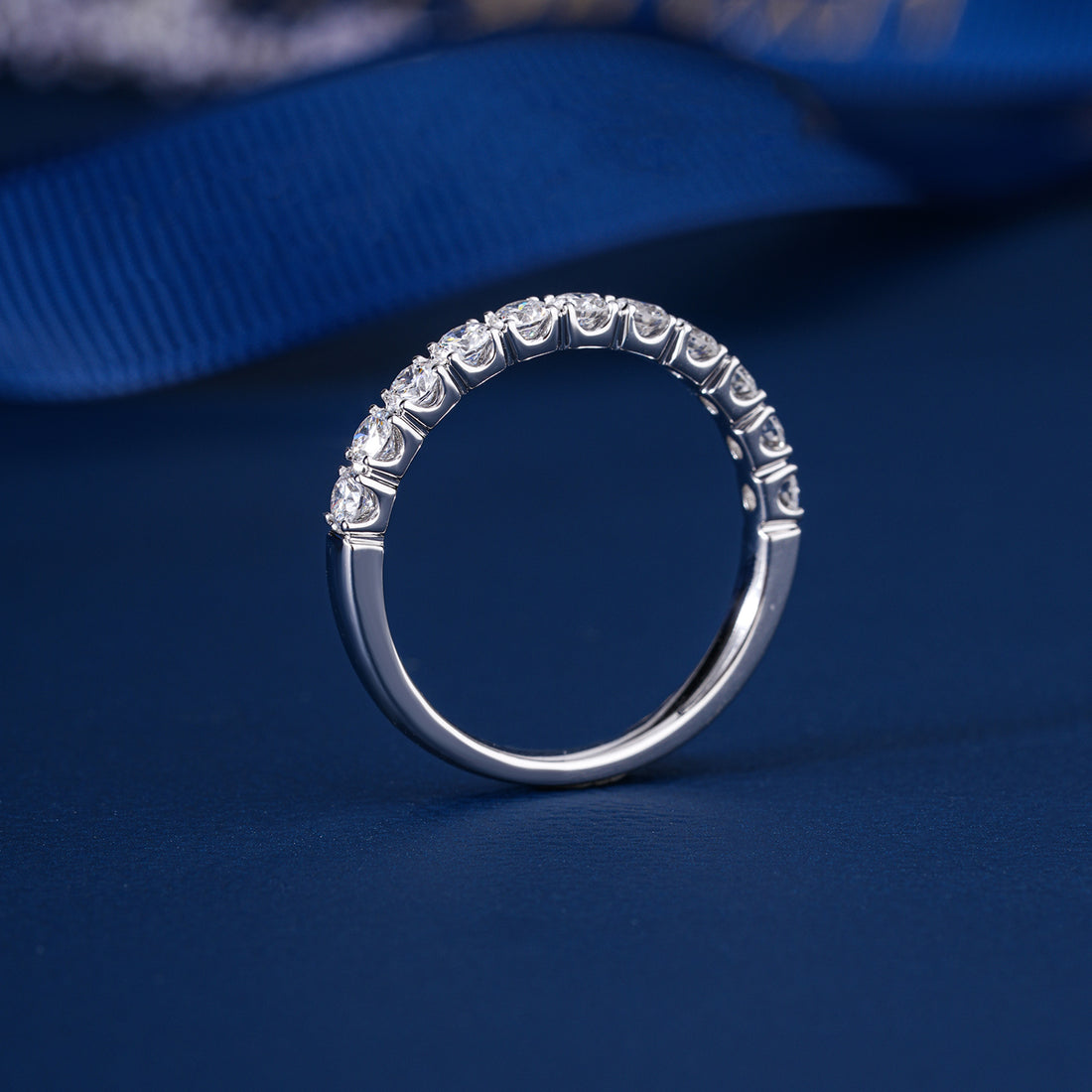 0.75 TCW Brilliant Round Cut Lab Grown Sparkly Stackable Wedding Band