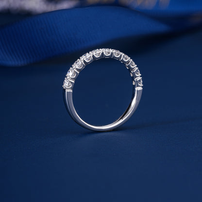 0.65 TCW Round Cut Lab Grown Diamond Half Eternity Minimalist Wedding Ring