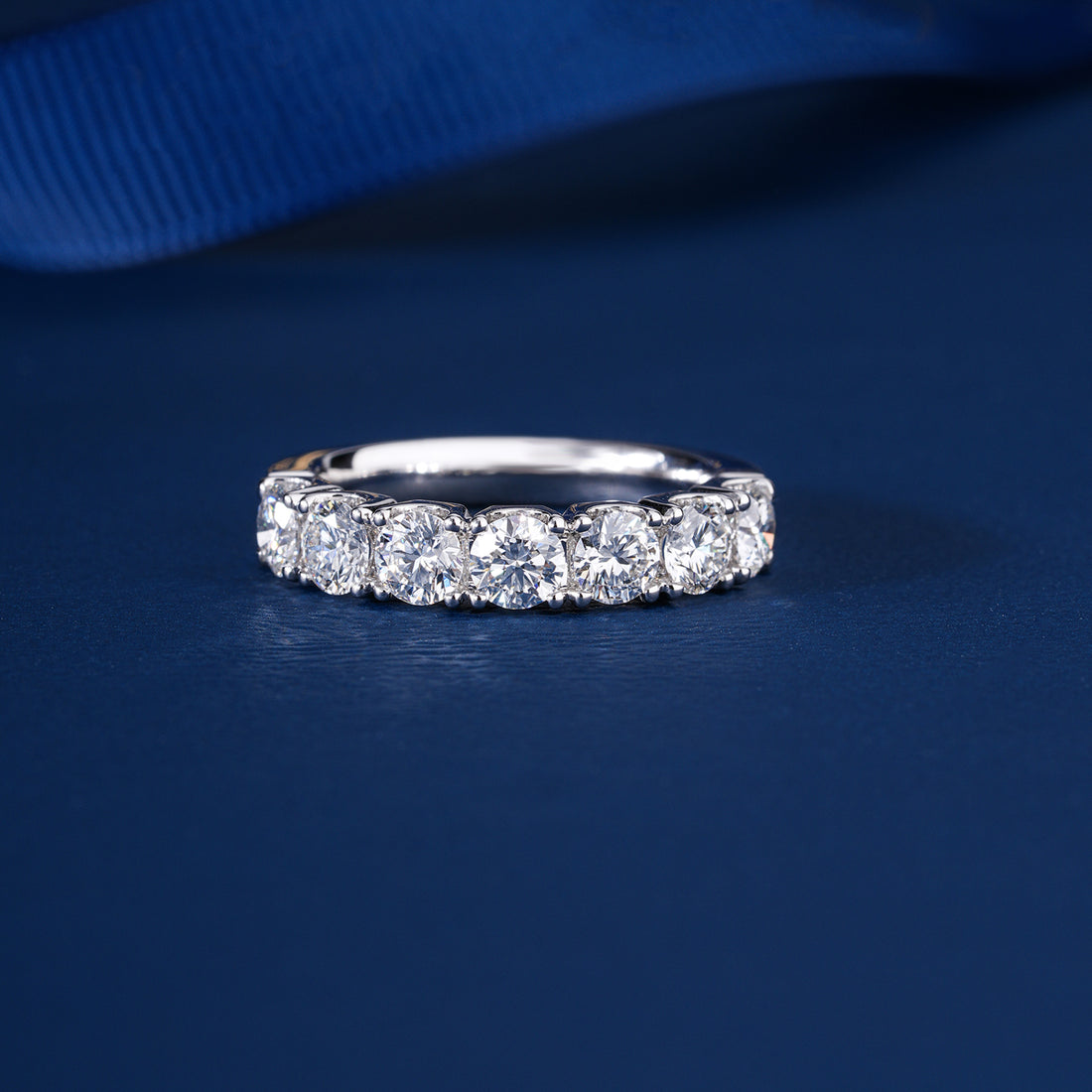 1.5 TCW Round Brilliant Lab Grown Diamond Semi-Eternity Solid Gold Engagement Band