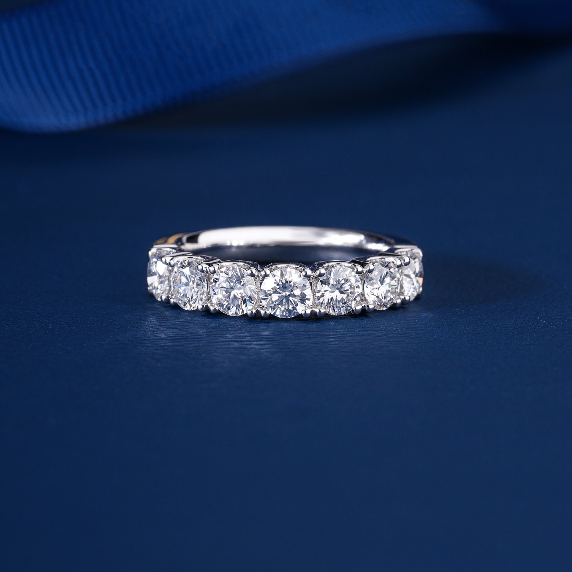 1.1 Ct Round Cut Lab Grown Half Eternity Gold Handmade Bridal Wedding Band