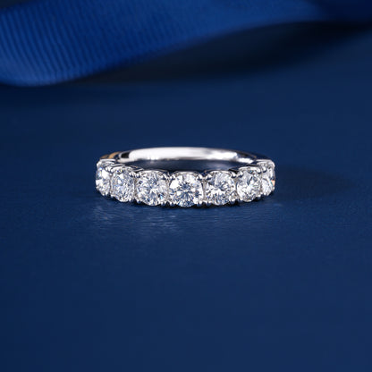 1.1 Ct Round Cut Lab Grown Half Eternity Gold Handmade Bridal Wedding Band