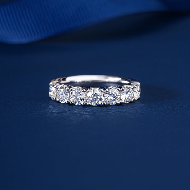 1.1 Ct Round Cut Lab Grown Half Eternity Gold Handmade Bridal Wedding Band