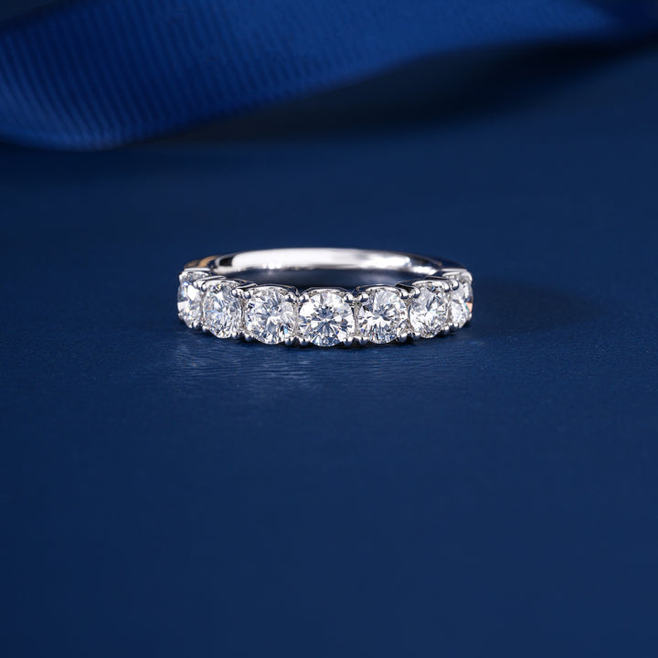 1.7 TCW Round Cut Lab Grown Diamond Half Eternity Sparkling Wedding Band