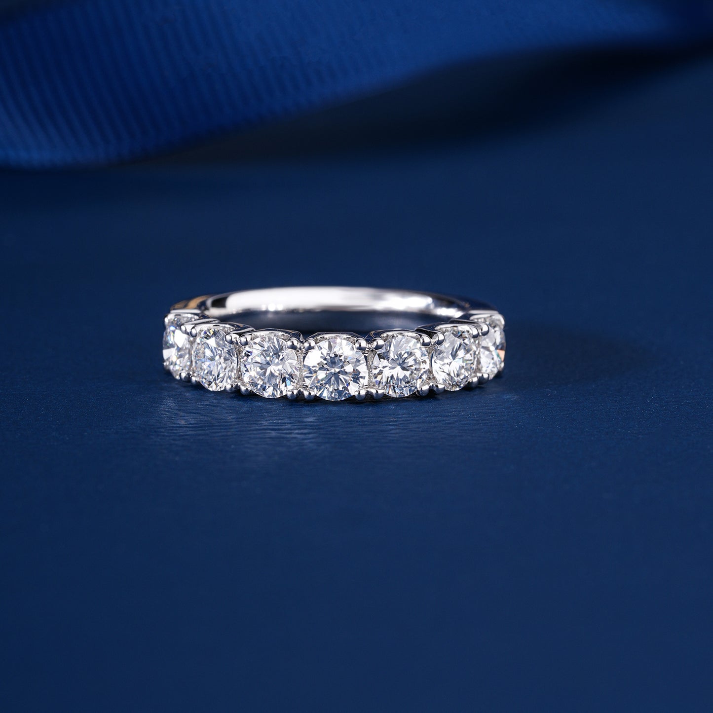 1.30 TCW Round Cut Lab Grown Diamond Half Eternity Wedding Band