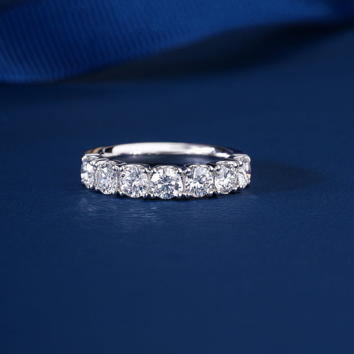 1.30 TCW Round Cut Lab Grown Diamond Half Eternity Wedding Band