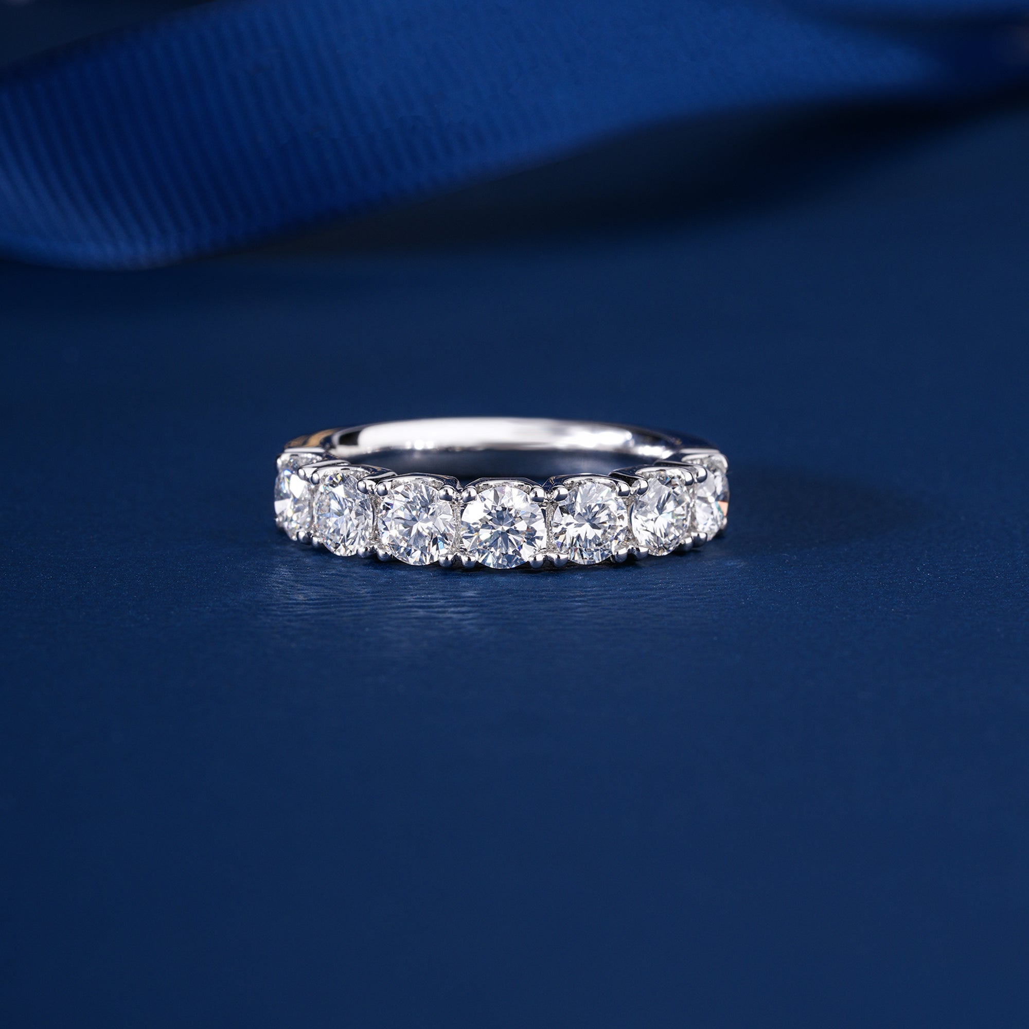 1.0 TCW Round Cut Lab Grown Diamond Half Eternity Wedding Band