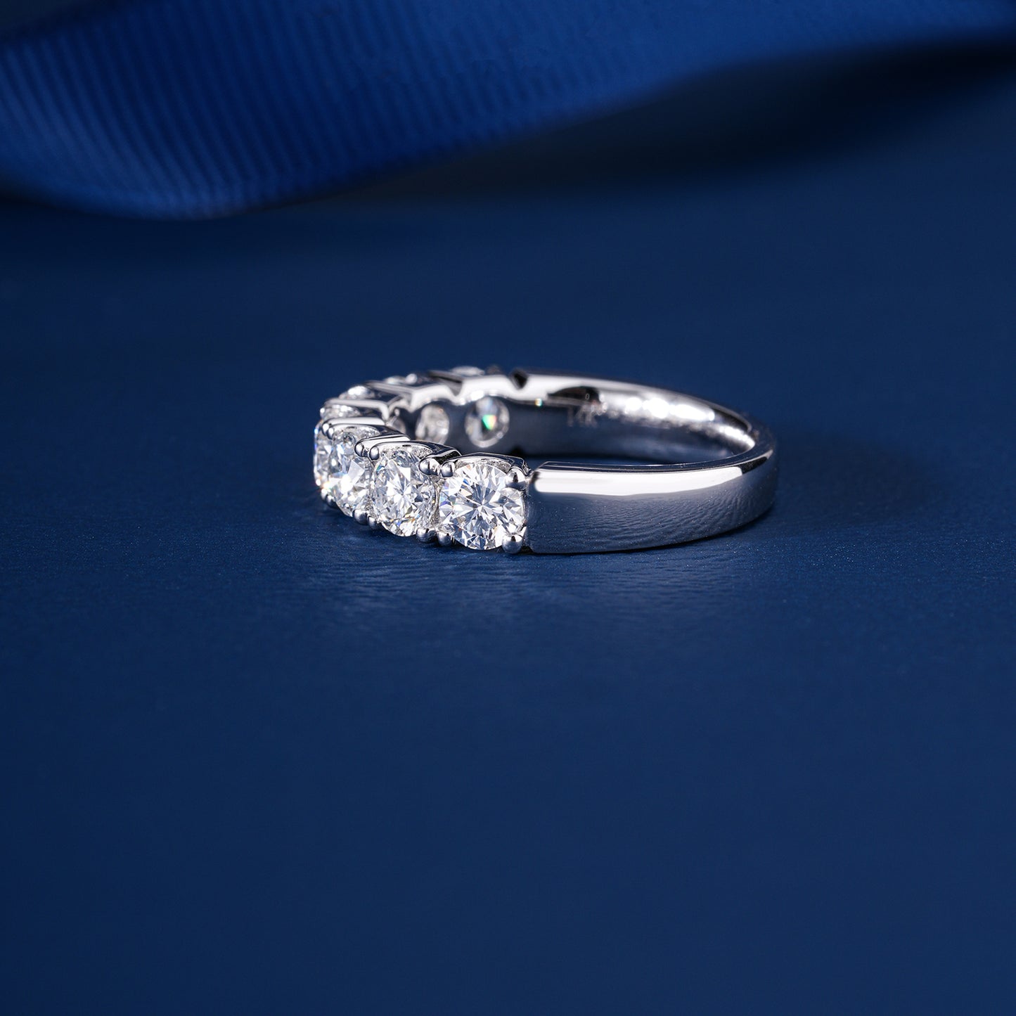 1.0 TCW Round Cut Lab Grown Diamond Half Eternity Wedding Band