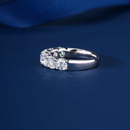 1.0 TCW Round Cut Lab Grown Diamond Half Eternity Wedding Band
