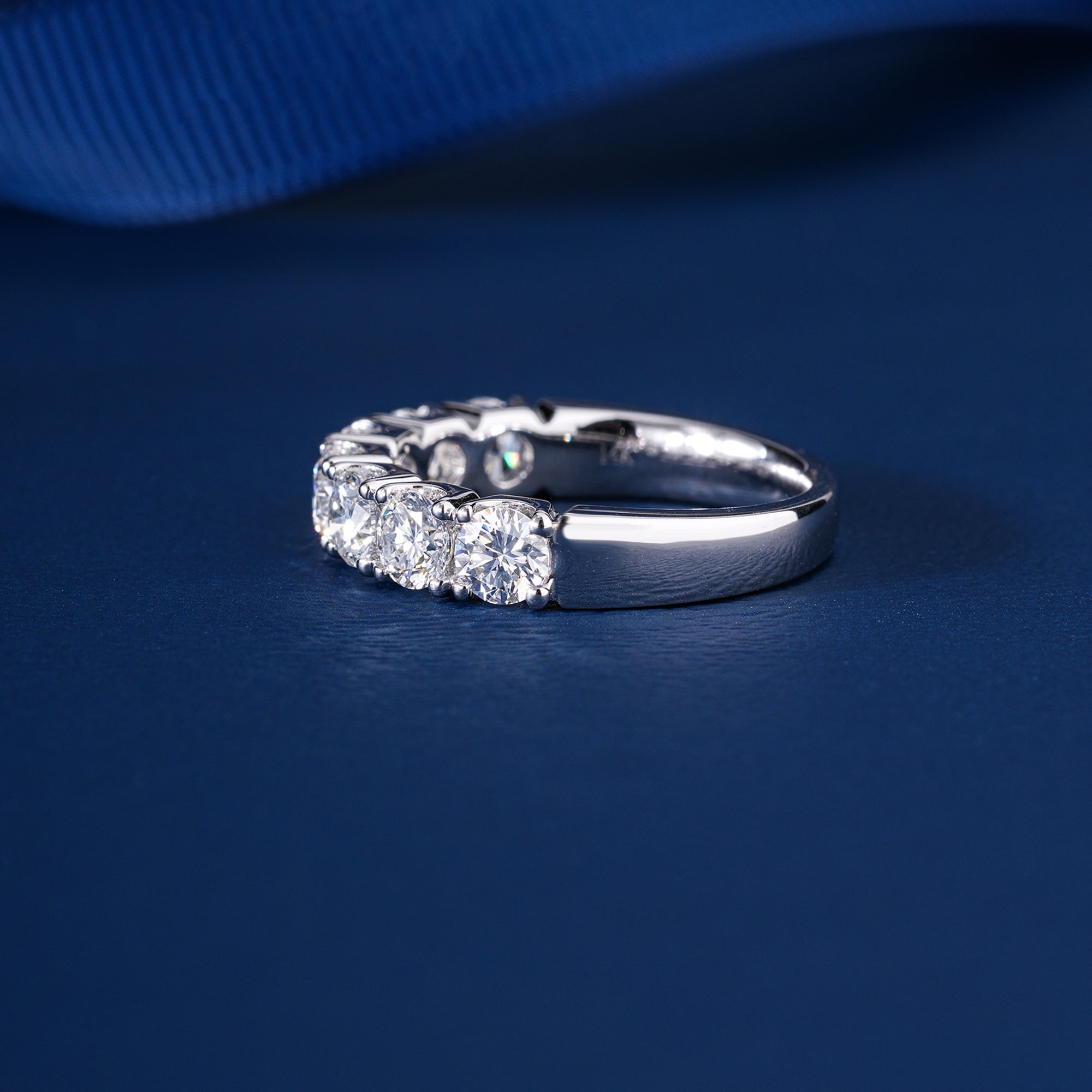 1.5 TCW Round Brilliant Lab Grown Diamond Semi-Eternity Solid Gold Engagement Band