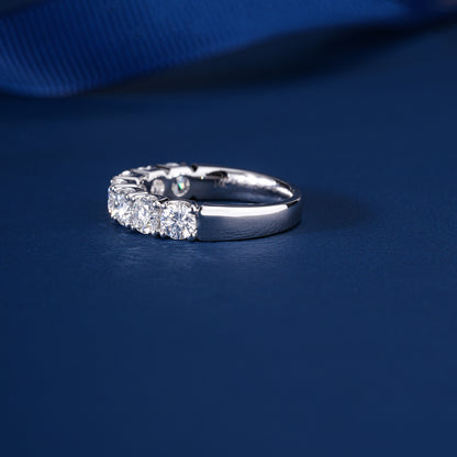 1.7 TCW Round Cut Lab Grown Diamond Half Eternity Sparkling Wedding Band