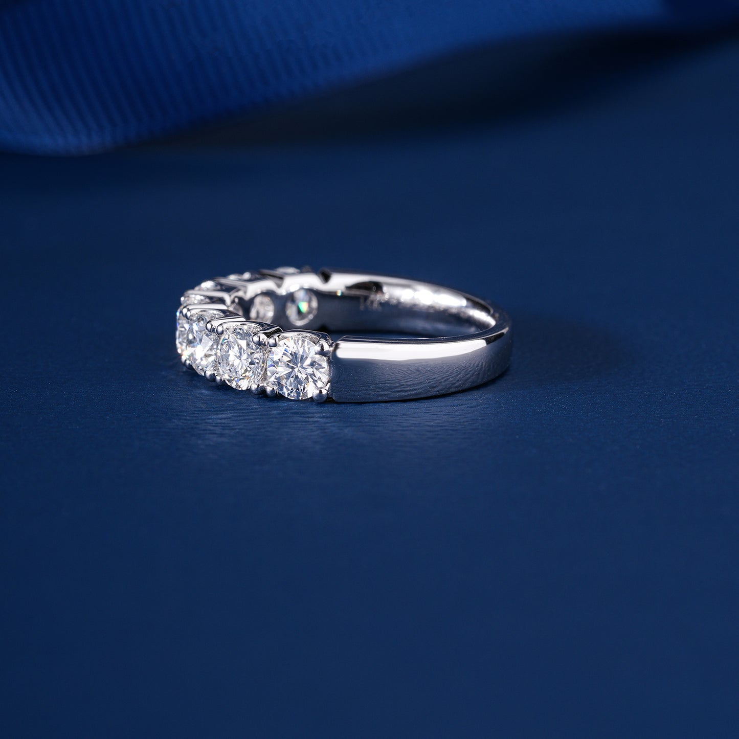 1.30 TCW Round Cut Lab Grown Diamond Half Eternity Wedding Band