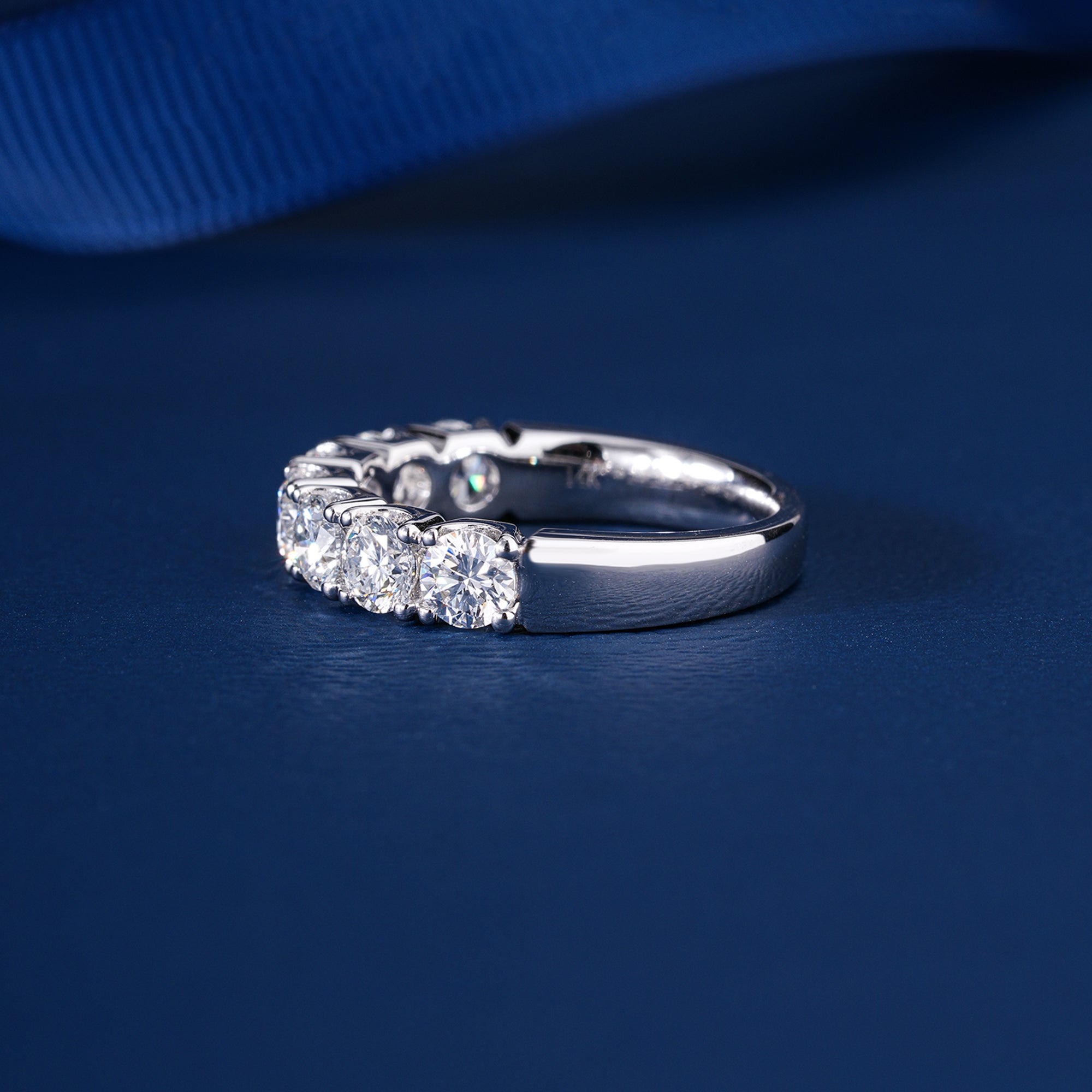 1.1 Ct Round Cut Lab Grown Half Eternity Gold Handmade Bridal Wedding Band