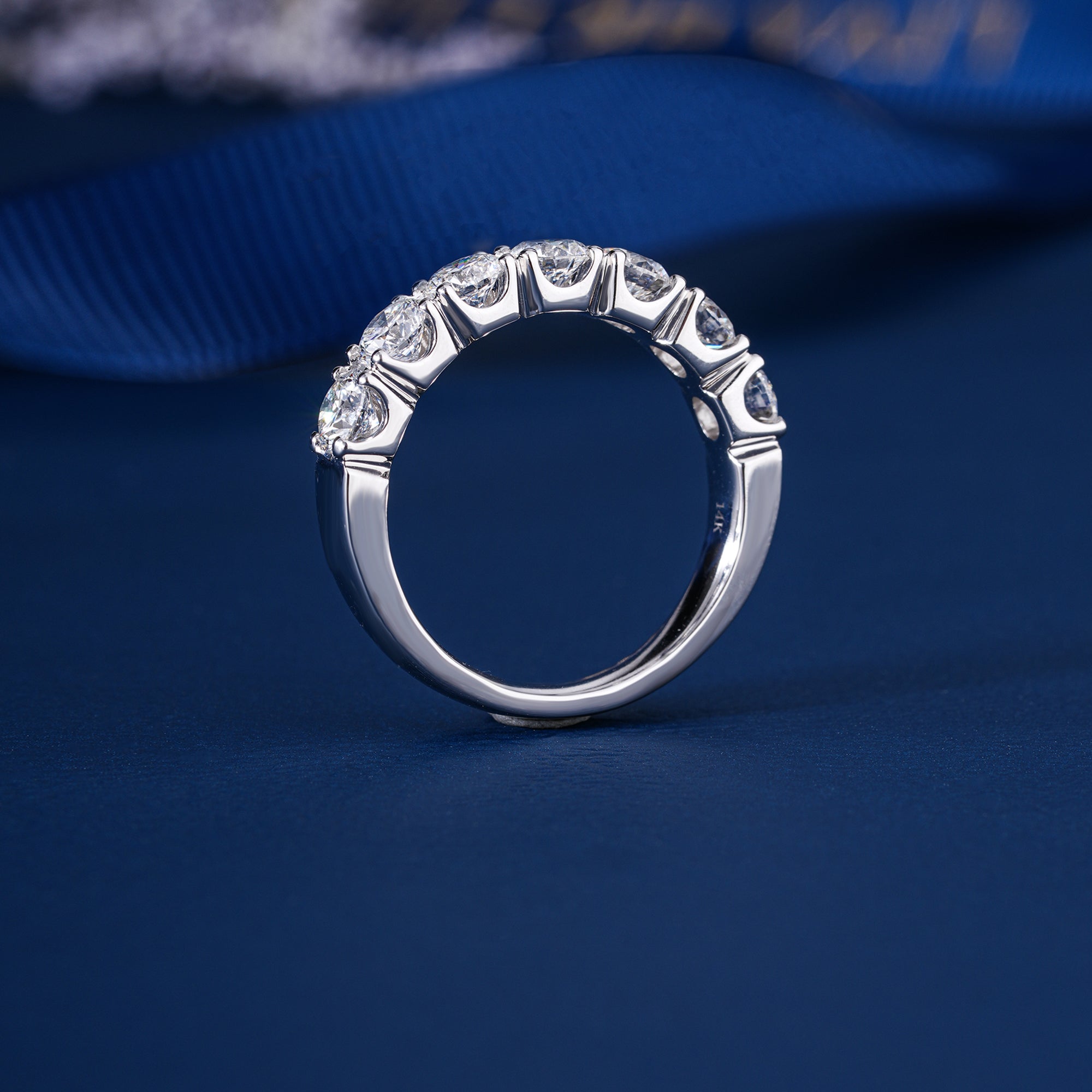 1.0 TCW Round Cut Lab Grown Diamond Half Eternity Wedding Band