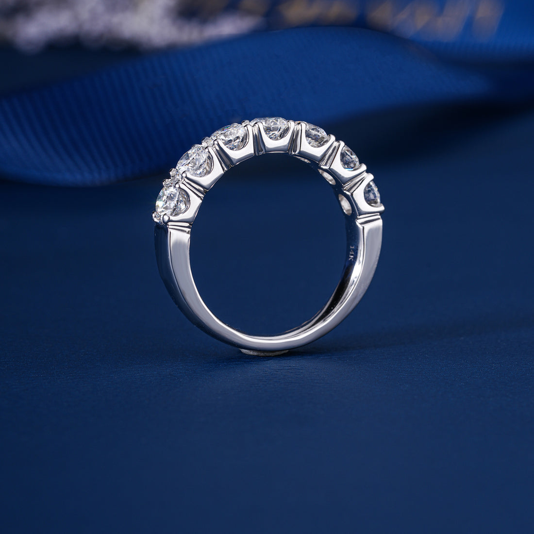 1.0 TCW Round Cut Lab Grown Diamond Half Eternity Wedding Band