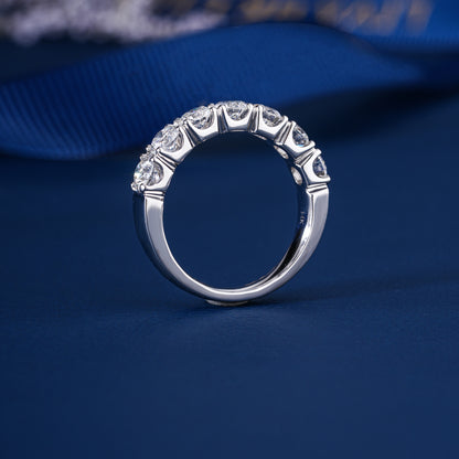 1.0 TCW Round Cut Lab Grown Diamond Half Eternity Wedding Band