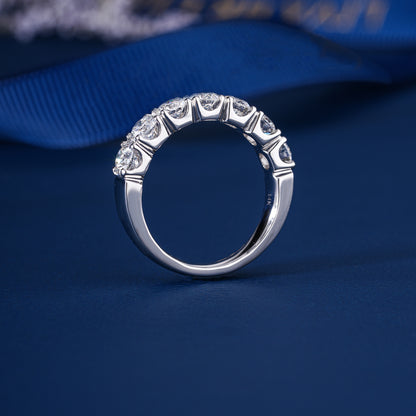 1.1 Ct Round Cut Lab Grown Half Eternity Gold Handmade Bridal Wedding Band