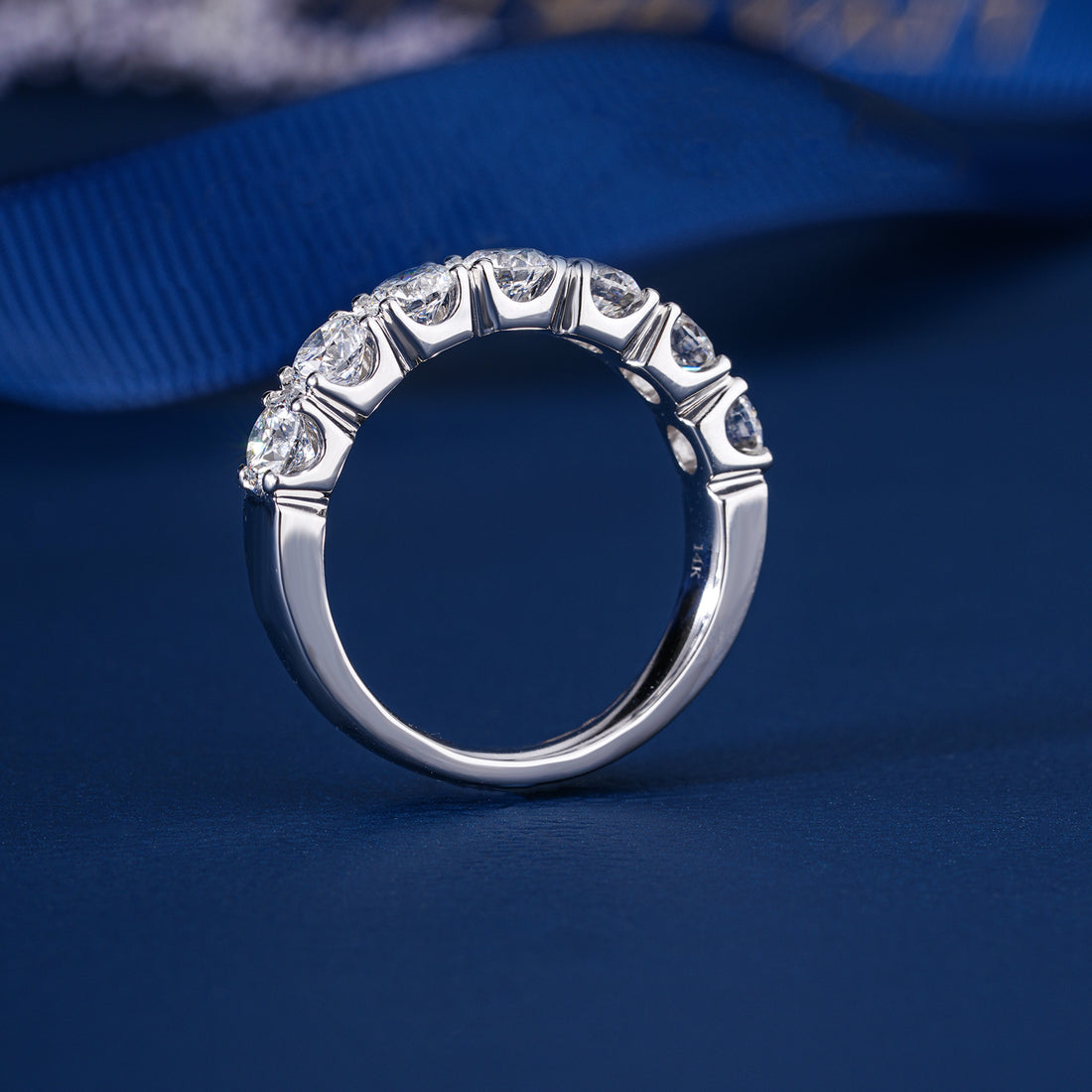 1.5 TCW Round Brilliant Lab Grown Diamond Semi-Eternity Solid Gold Engagement Band