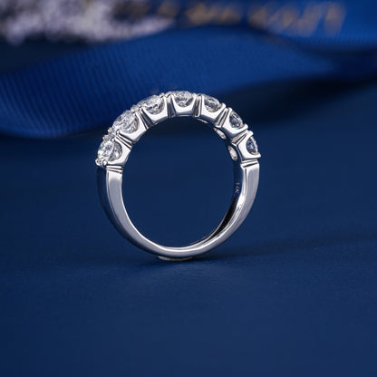 1.7 TCW Round Cut Lab Grown Diamond Half Eternity Sparkling Wedding Band