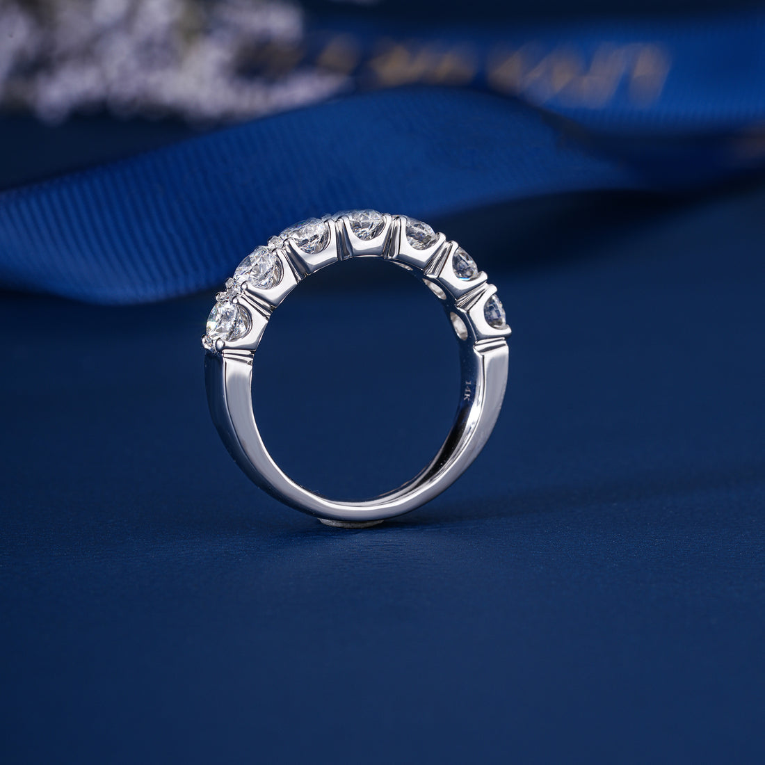 1.90 Ct Round Brilliant Lab Diamond Semi-Eternity Wedding Band