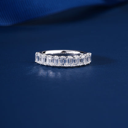 2.9 TCW Emerald Cut Lab Grown Diamond Half Eternity  Wedding Ring