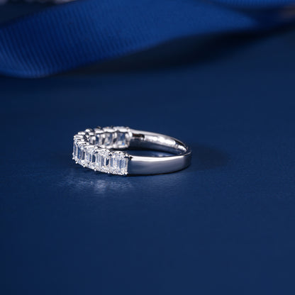 2.9 TCW Emerald Cut Lab Grown Diamond Half Eternity  Wedding Ring